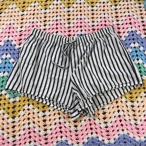 Sleepy Jones Black/Navy White Striped Cotton Pajama Shorts Medium M